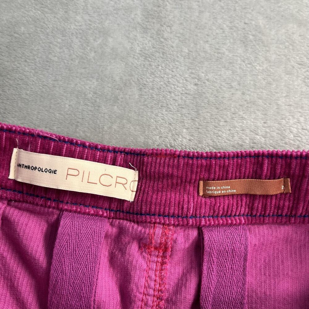 Pilcro Skirt Womens‎ 2 Pink Corduroy Front Button Mini High Waist Pockets Boho - Picture 3 of 6